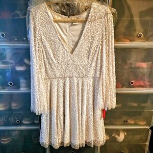 LARA Ivory Sequin Mini Dress